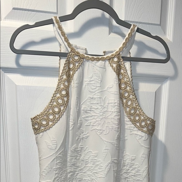 NWOT Lilly Pulitzer White with Gold Trim Shift Dress - Picture 3 of 4
